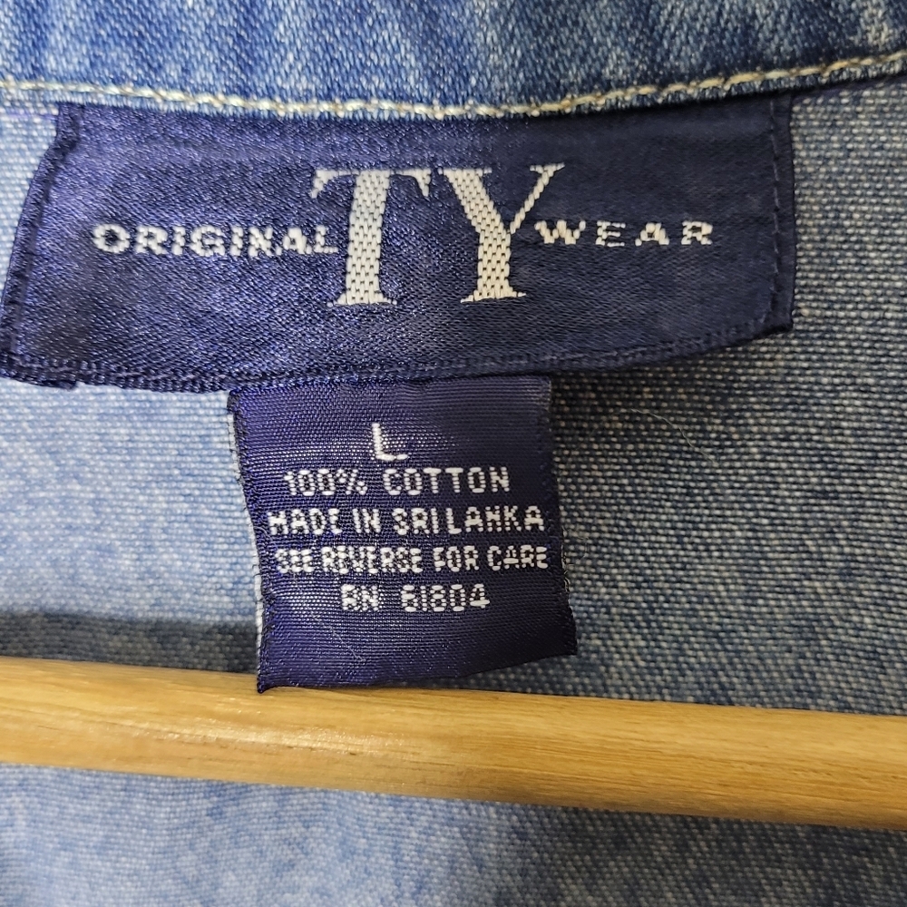 Vintage 90s Denim Dress Button Front Size Large Original TY Wear - Picture 5 of 6